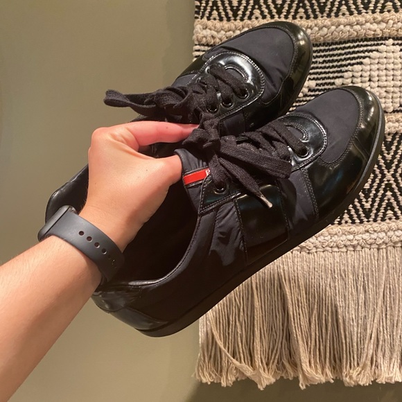 Prada Other - PRADA BLACK LACE UP TENNIS SHOES SNEAKERS SIZE 12